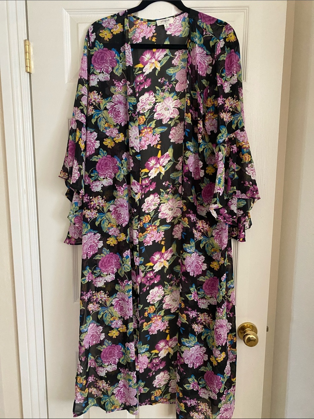 Floral Black Sheer Kimono, duster, Umgee